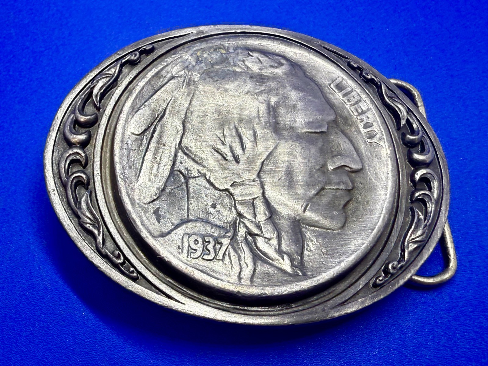 Indian Chief Head Coin Liberty 1937 Vintage 1988 Siskiyou Belt Buckle N-80