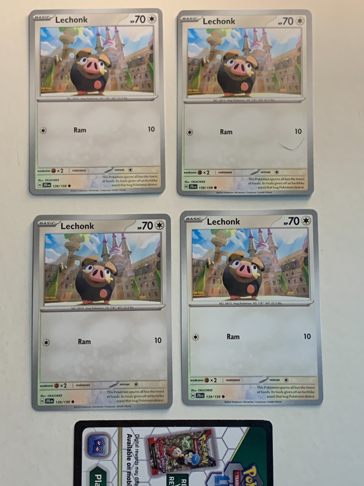 LECHONK 139/159 Pokemon Scarlet & Violet JOURNEY TOGETHER + Code Card NM