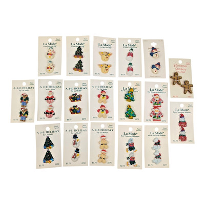 Vintage Lot of 36 La Mode Christmas Buttons 3D Holiday Snowman Santa Gingerbread