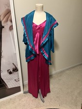 Victoria Secret Teal Pink Satin Pajama Kimono Robe Lounging Set Rare NWT