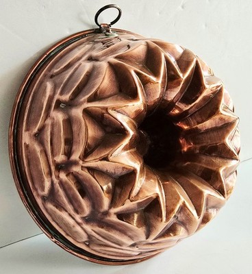 Eine große antike französische Kupfer Kuchenform, alte französische Bundt Dose, 19. Jh.