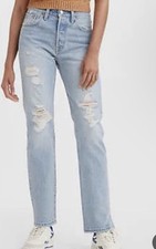 Levi's Premium Big E 501 Blue Jeans Light Wash Denim High Rise Women's 24x 28