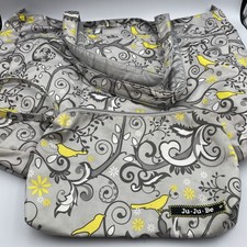 JuJuBe Diaper Bag - Gray Yellow Chick  Grey - With Additional Wristlet Bag