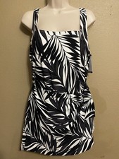 Anne Cole Wrap Tie Skirted Swim Dress XXL Black White One Piece NWT