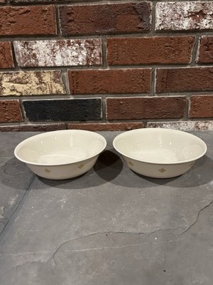 Retro Vtg Corelle Corning MIRAGE Cereal Soup Bowls 6.25 Sandstone Gold Set of 2