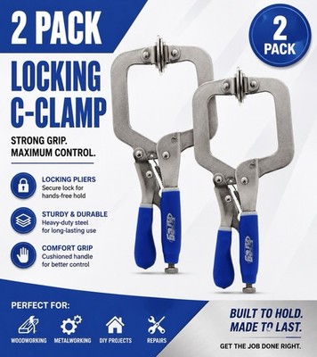 Kreg Classic 3  Face Clamp 2-Pack Locking C-Clamp Woodworking Strong Grip