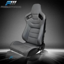 Adjust Universal Racing Seat Grey Left PU & Carbon Leather Back & Dual Slider