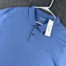 Calvin Klein Polo Shirt Mens XL Extra Large Bijou Blue Liquid Touch Cotton NWT