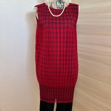 ISSEY MIYAKE Year-end sale  Red and black check dress F/S from Jap