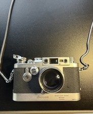 Leica IIIG Red Dial Camera w/ Leicavit  Summitar 50mm f/2 Lens   1955 Germany