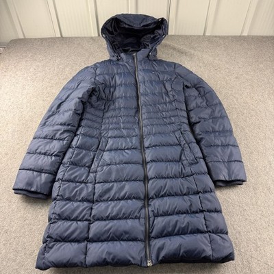Tommy Jeans Mantel Damen groß blau Kapuze Daunen Puffer gesteppt lang Winter