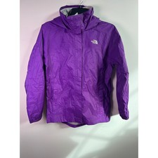 The North Face HyVent Purple Kids Rain Jacket Hooded Waterproof Sz XL 18