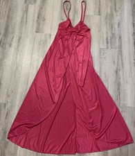 VTG 80s Rare Pink Slip Dress Nightgown Lingerie Long Satin Maxi Coquette 32 S