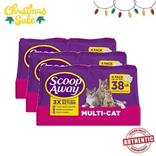 (3 pack) Scoop Away Multi Cat Litter With Meadow Fresh Scent, 38 lb. Box