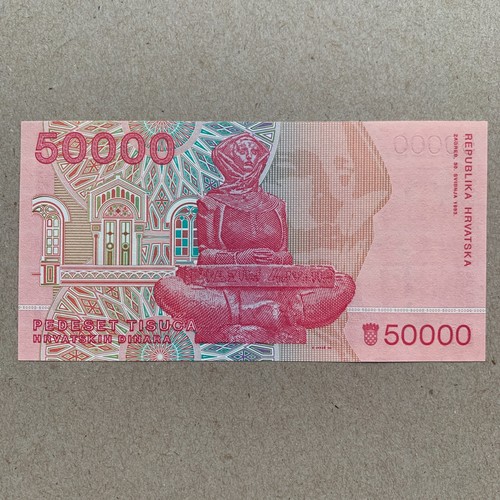 Banconota 50000 Dinara Croata Croazia Valuta Scienziato Cartamoneta - Foto 3 di 5