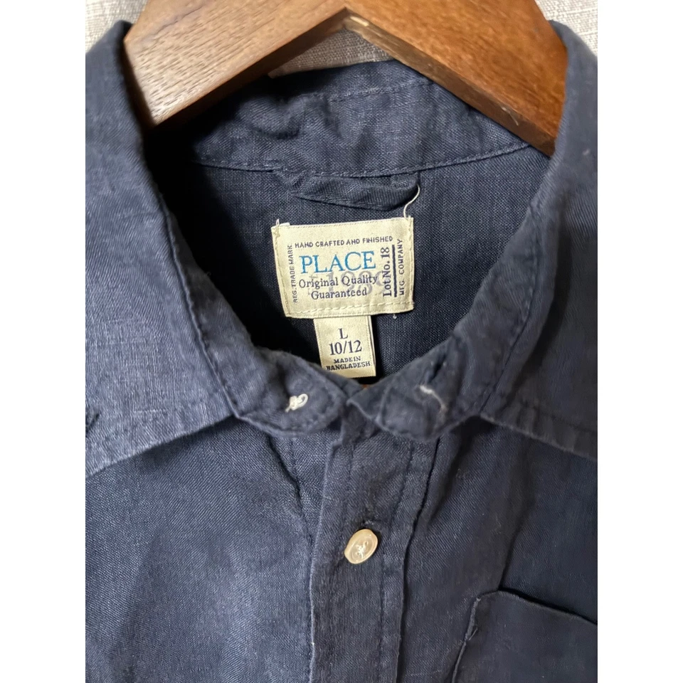 The Children's Place Boys Manga Larga Azul Lino Talla L (10/12) Foto 3 de 4