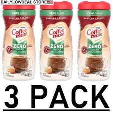 3 PACK Coffee Mate Creamer Zero Sugar Vanilla Caramel 10.2 oz Each