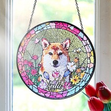 Custom Pet Portrait Acrylic Suncatcher, Personalized Stained Glass