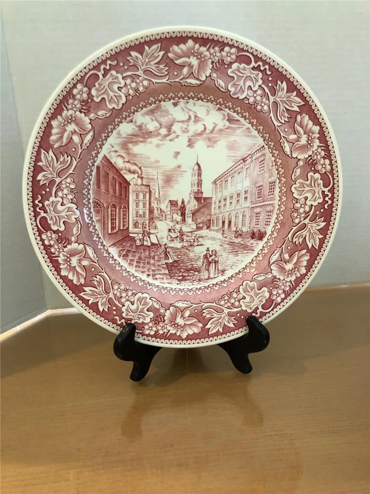 Juego de 10 Wedgewood Primera Edición Rojo Transferware Ciudad de Nueva York Raro Hallazgo Foto 4 de 4