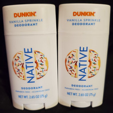 Native Dunkin' Deodorant Aluminum Free - Vanilla Sprinkle 2.65 oz - Lot of 2