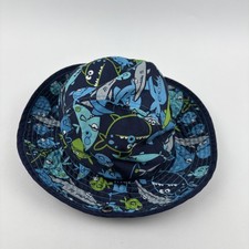 Cute Shark Print Hat Bucket Boys One Size Blue Cartoon Sharks Summer Beach Sun