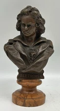 J Kalmar Bronze Sculpture Beethoven, Droits Reserves, Austria, Marble Base, 1890