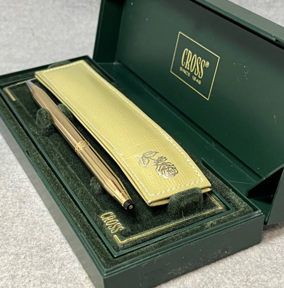 Bolígrafo Cross Damas Oro 14K “Rosas” #1542 + Soporte, Caja, Recarga 🇺🇸 SIN GRABADO Foto 3 de 4