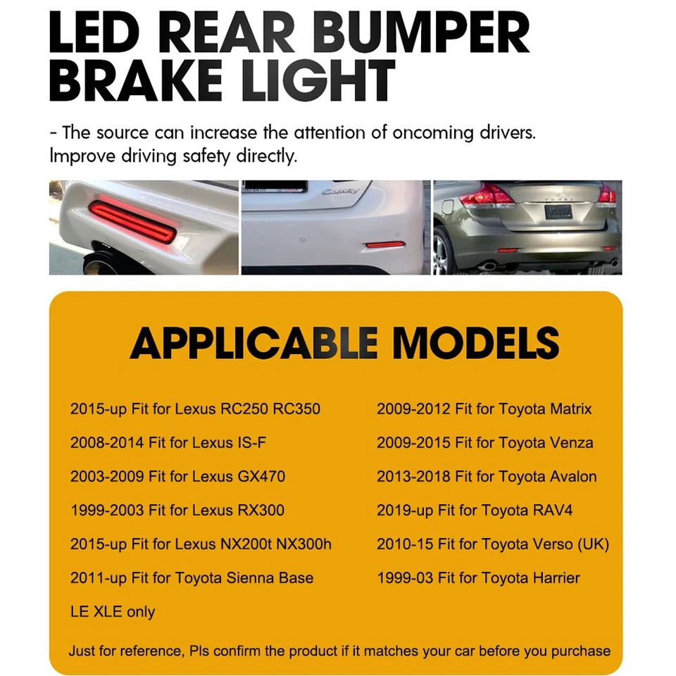 Lámpara de luz reflectora de parachoques trasero izquierdo+derecho para Lexus RC250 RC350 2015-up Foto 2 de 4