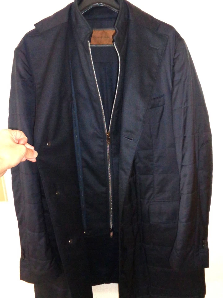Corneliani ID Waterproof Quilted Jacket Size 50 Mens Navy ITALY Padded Coat Wool - Image 4 of 4