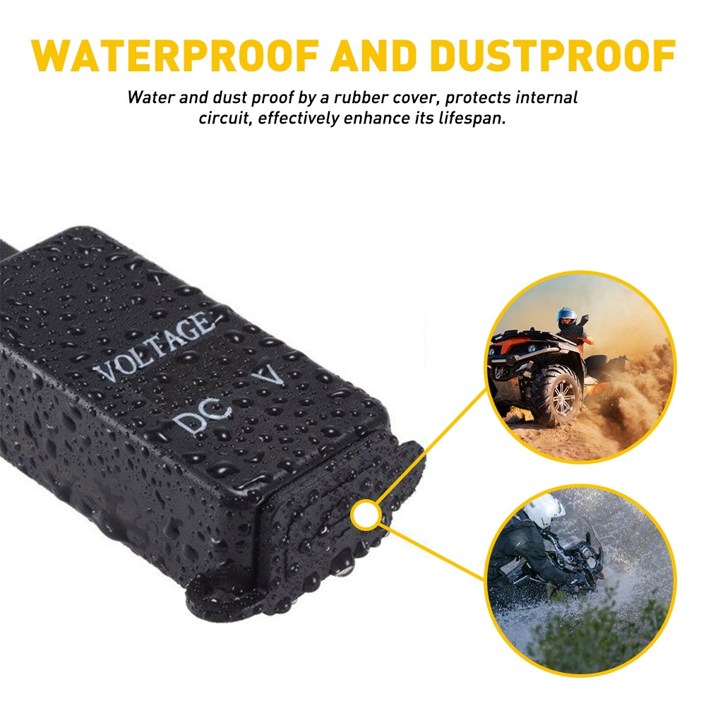 Motorcycle Dual Charger USB SAE to USB Cable Adapter Voltmeter for Phone GPS