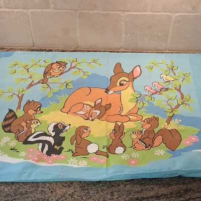 #ad Sears Roebuck Disney Bambi Full Size Perma Prest Percale Bed Sheets and Pillow $25.00