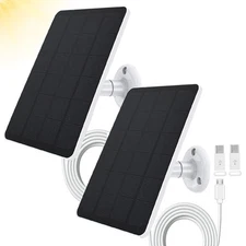 2 Pack Solar Panel Compatible with WYZE Battery Cam Pro, 4W 5V Solar Panel wi...