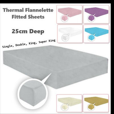 Flanell Thermo Spannbettlaken 100%gebürstete Baumwolle weich warm 25cm tief Bettlaken
