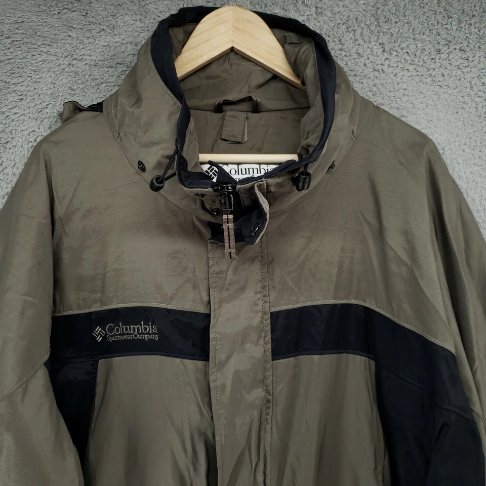Chaqueta deportiva Columbia Omni Tech vintage para hombre XL con capucha verde tostado aislante Foto 2 de 4