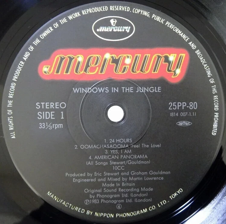 10cc "Windows in the Jungle" 1983 Japanese Mercury Lp w/obi/lyrics insert - Image 2 of 3