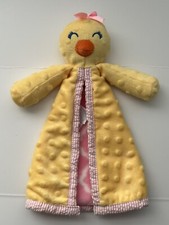 NURSERY RHYME Plush Duck Lovey Security Blanket Yellow Pink