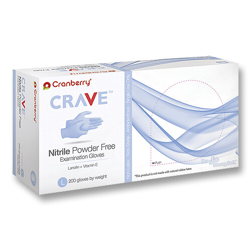 Cranberry 3555 Crave Nitrile Exam Gloves Powder Free Extra Small