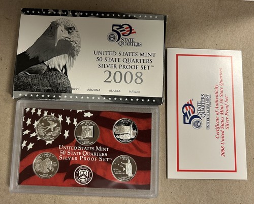 2008 US SILVER 5 COIN STATE QUARTER PROOF SET IN US MINT PACKAGING - 第 1/1 張圖片
