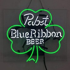 Pabst Blue Ribbon Beer Clover Neon Sign 20"x16" Light Lamp Acrylic Room Decor SY
