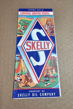 1950s/60s SKELLY CENTRAL UNITED STATES ROAD MAP GASOLINE OIL GAS STREET HIGHWAY