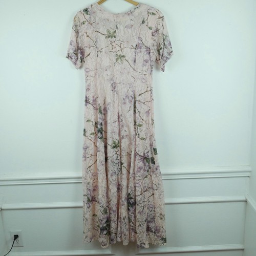 Vintage Medium Dress Midi Sheer Lace Boho Cottagecore Powder Pink Soft Floral - 第 8/9 張圖片