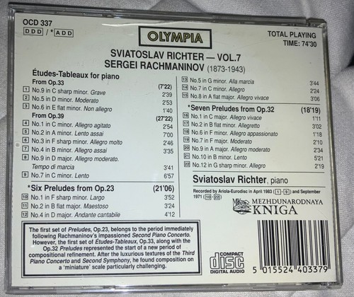 Sviatoslav Richter, Vol. 7: Rachmaninov - Etudes-Tableaux from Opp. 33 & 39 - Foto 2 di 2