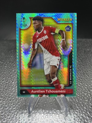 2021-22 Topps Merlin Chrome UEFA Aurelien Tchouameni Aqua Prism Refractor RC #17