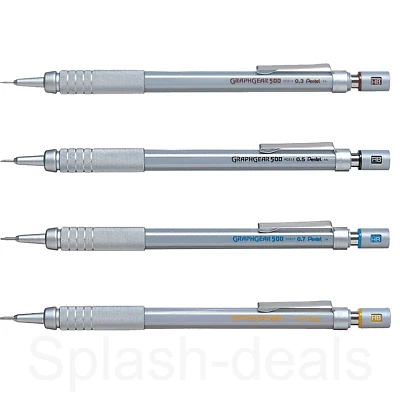Pentel GraphGear 500 Mechanical Pencil - Metallic 0.3 0.5 0.7 0.9 - Select Size