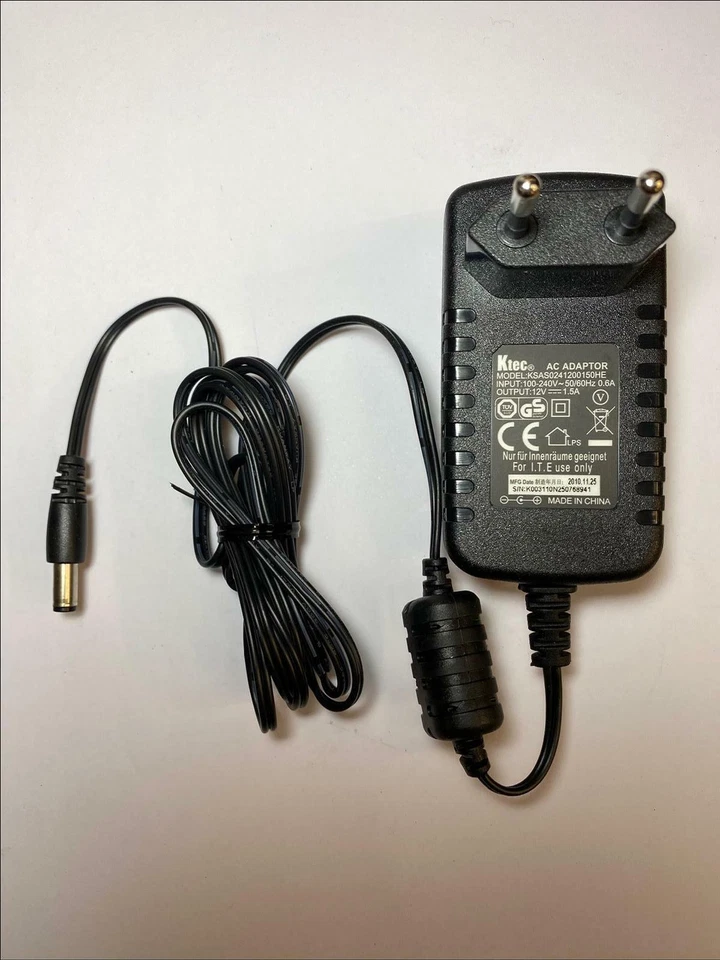 EU 12V 1,5 A KTEC AC ADAPTER KSAS02411200150HE NETZTEIL 5,5 M X 2,5 MM/2,1 MM