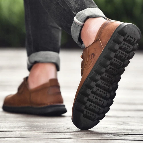 Herren Weiches Leder Freizeitschuhe Mode Fahrschuhe Flache Halbschuhe Mokassins - Bild 10 von 23