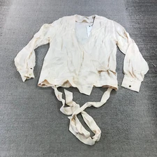 Scotch Soda Top Womens Medium Wrap Over Top Blouse Draped Ballon Sleeve