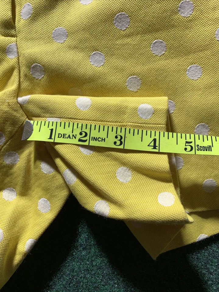 Ann Taylor Shorts WOMEN PETITE 0 XS small Yellow White Polka Dot Tap Belt Loop - Image 4 of 4