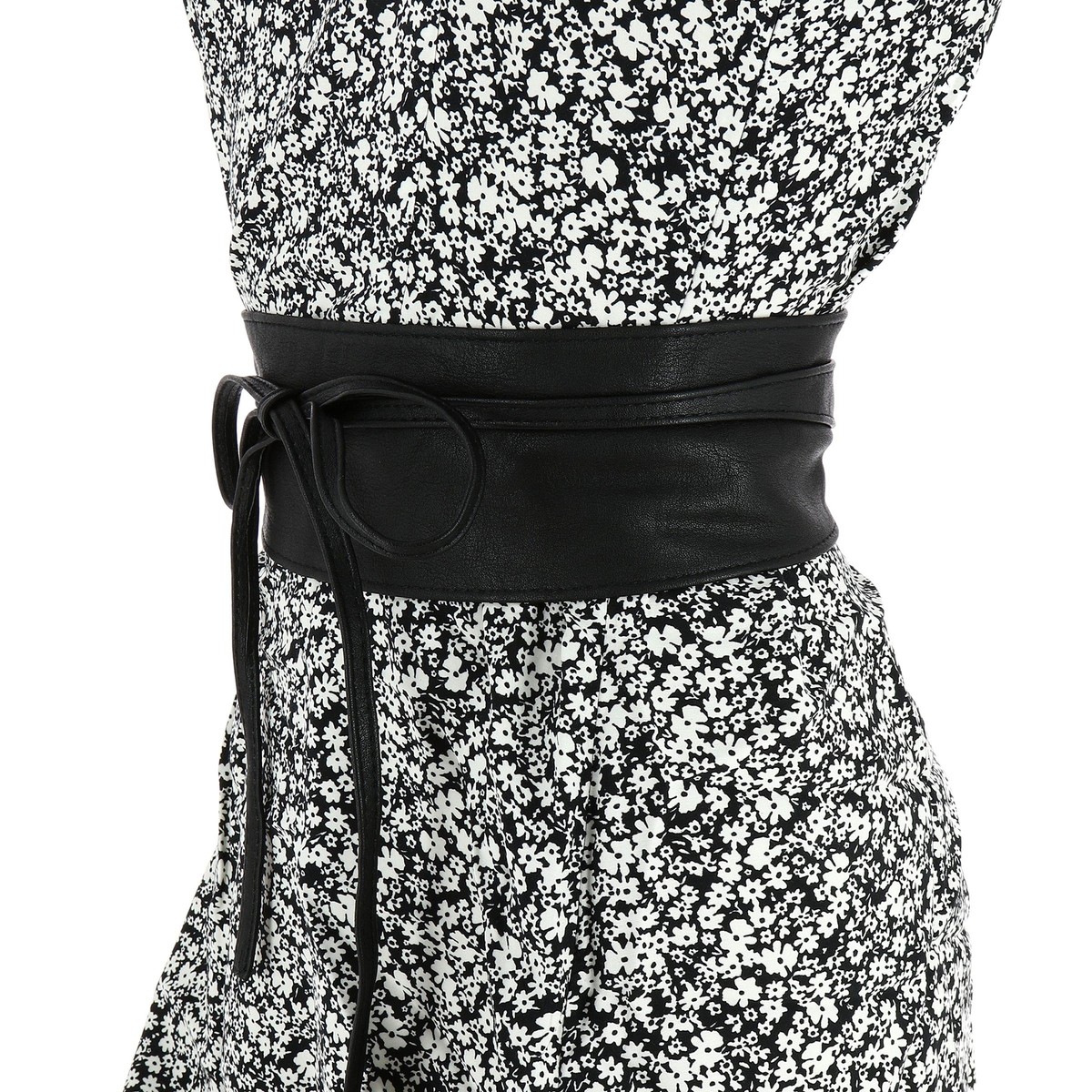 6586 Obi Belt For Women – Wide Waist In Faux Leather, Mica- Black Woman leatherette waisband Obi Belt MICA - Black S-M | eBay main image 2