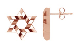 Authentic Rose Gold Plated Sterling Silver Messianic Star Of David Stud Earrings
